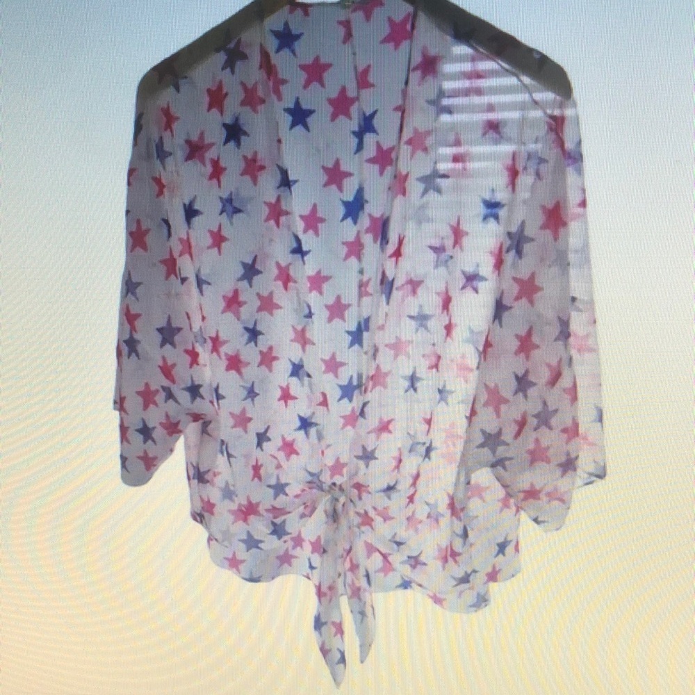 Easel Sheer Kimono with Colorful Stars